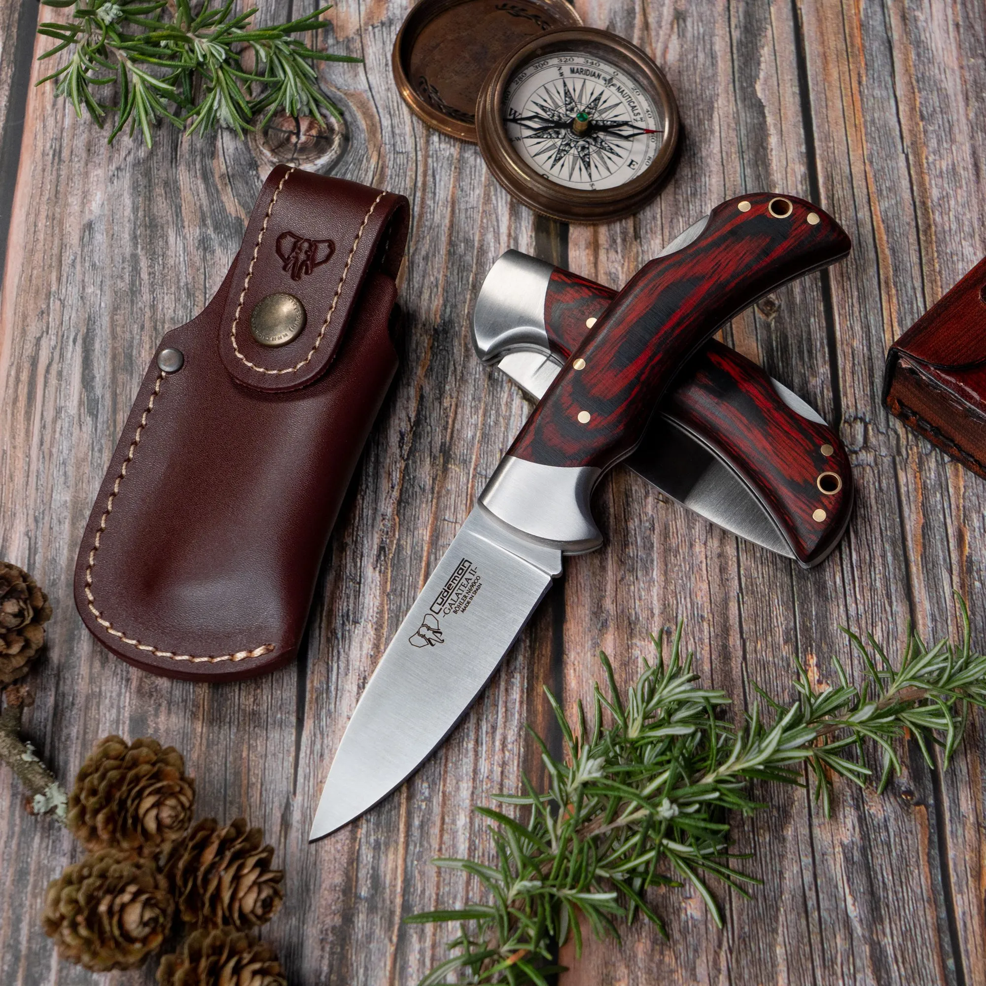 Navaja de caza Galatea II, mango estamina roja