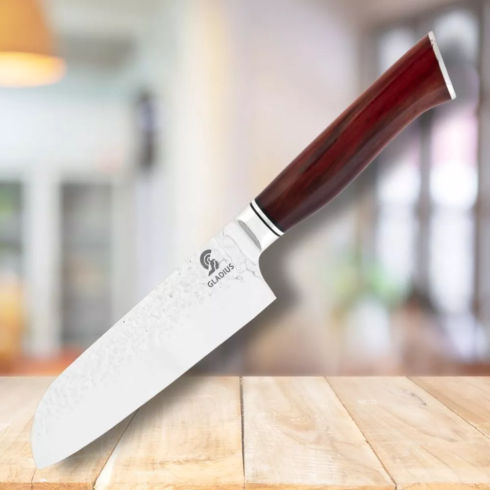 Cuchillo japonés Santoku mango Sándalo, Art Gladius