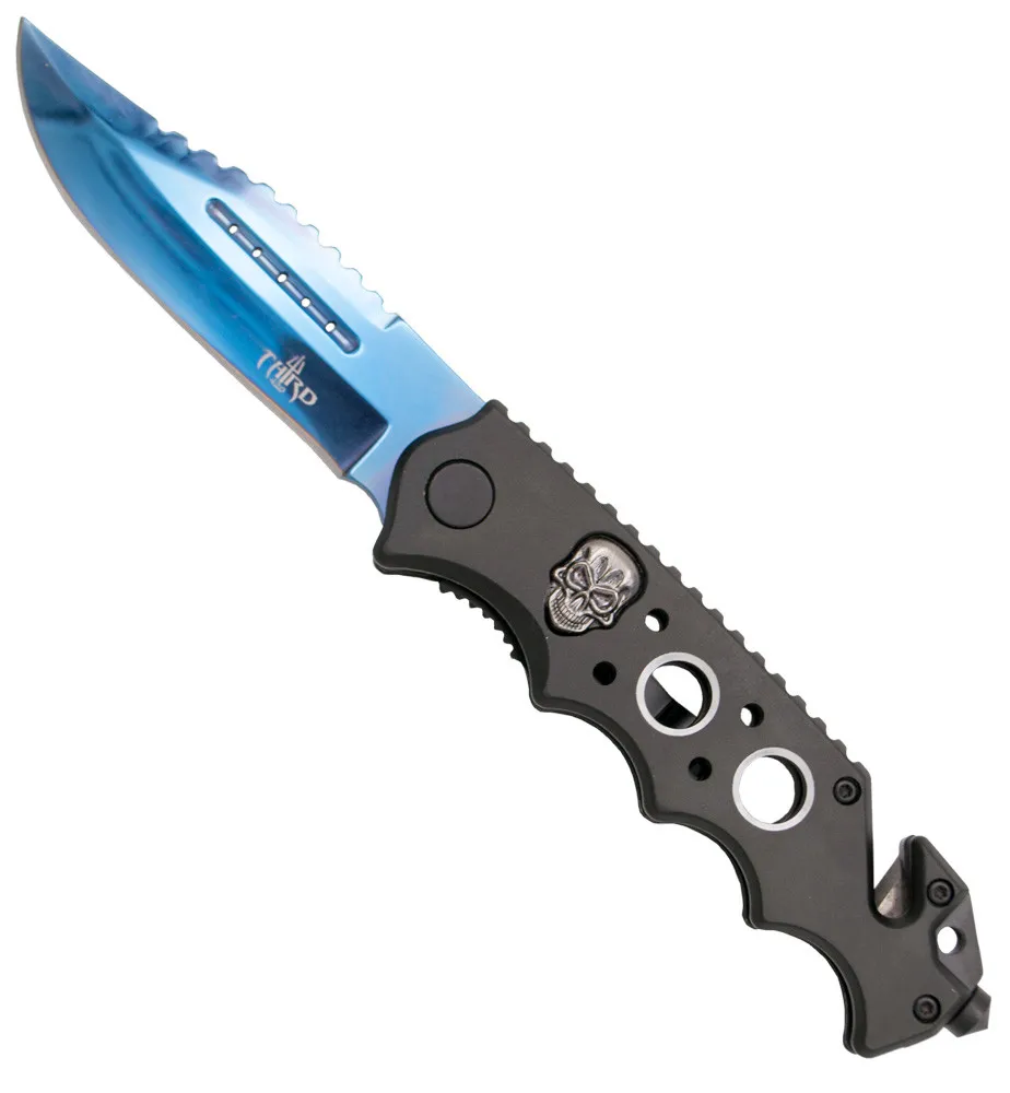 Navaja táctica Third diseño calavera, en negro (21,2 cm.)