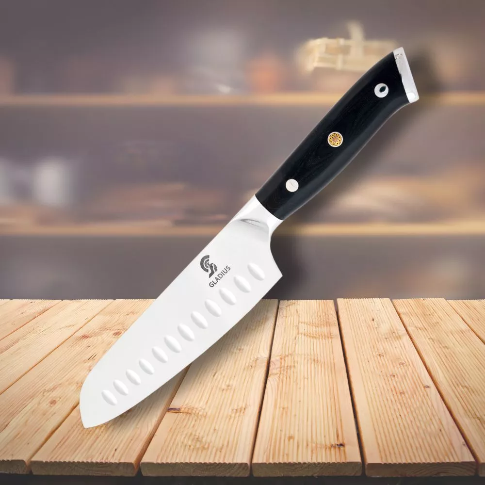 Cuchillo japonés Santoku mango micarta, Art Gladius