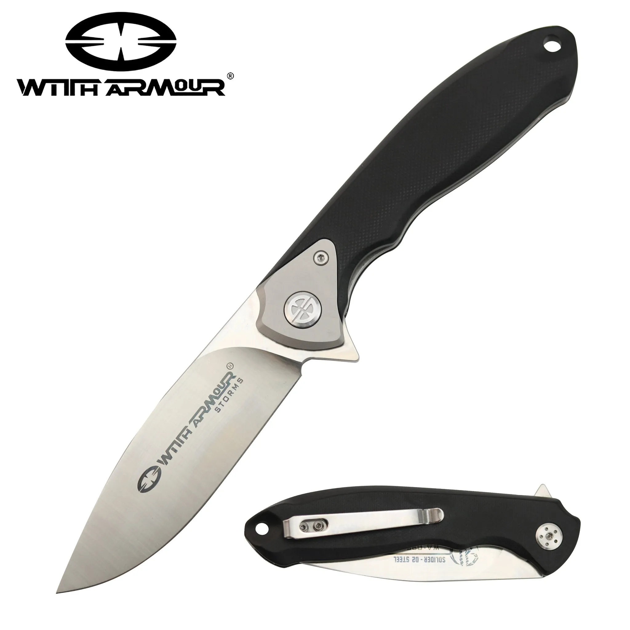 Navaja táctica Soldier de bolsillo, hoja acero D2