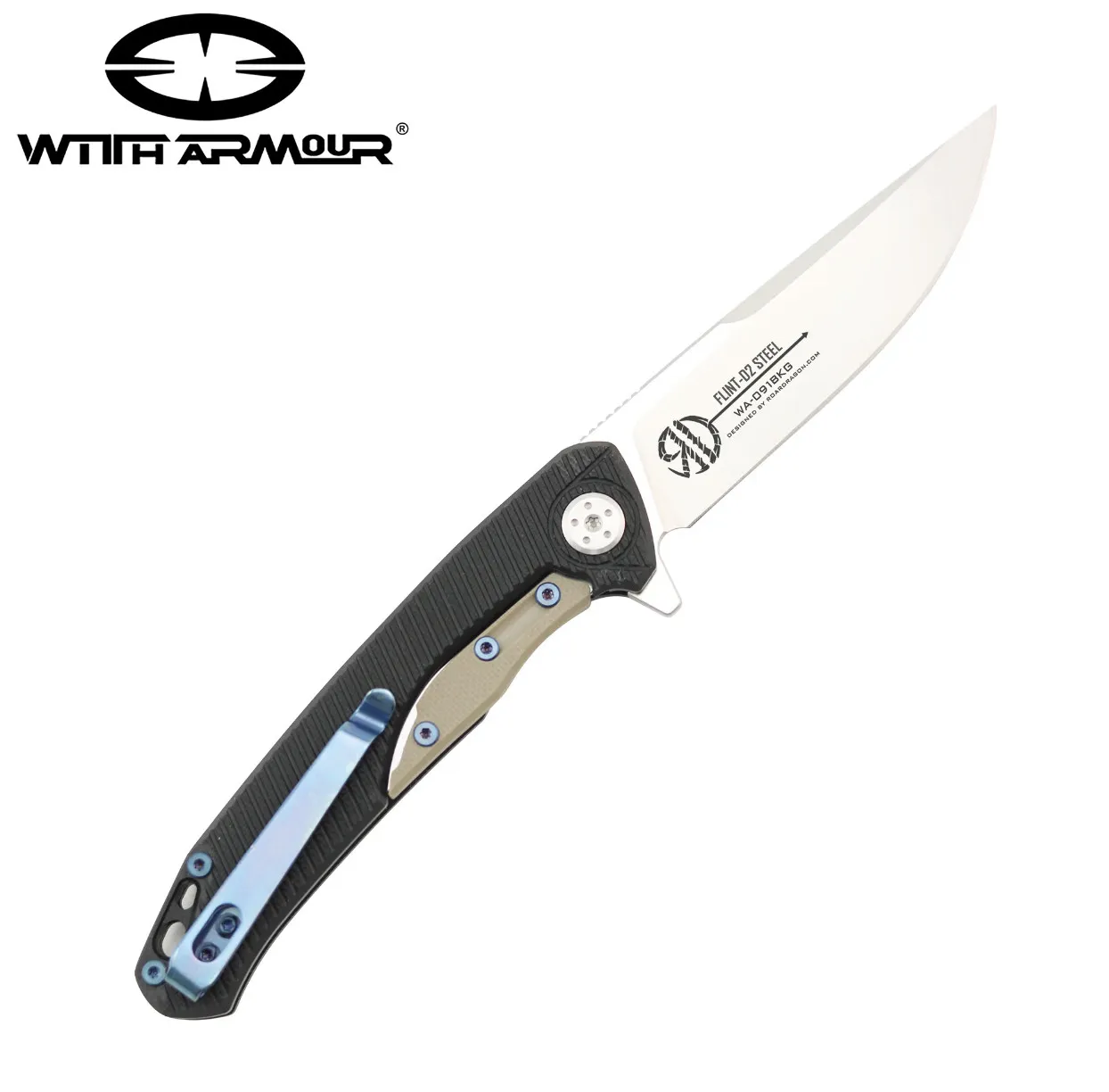 Navaja táctica Flint de bolsillo, hoja acero D2