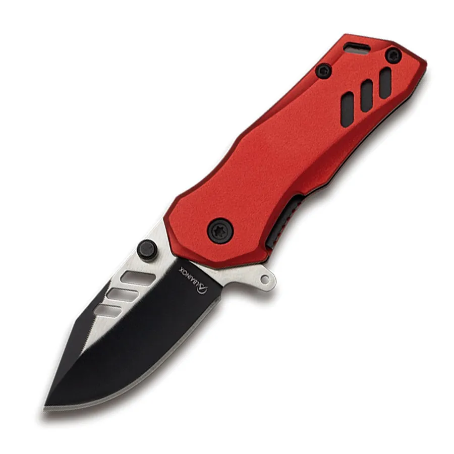 Navaja táctica K-25 con mango aluminio rojo