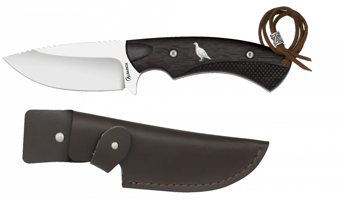 Cuchillo de caza Perdiz con funda de cuero (largo 22,3 cm.)