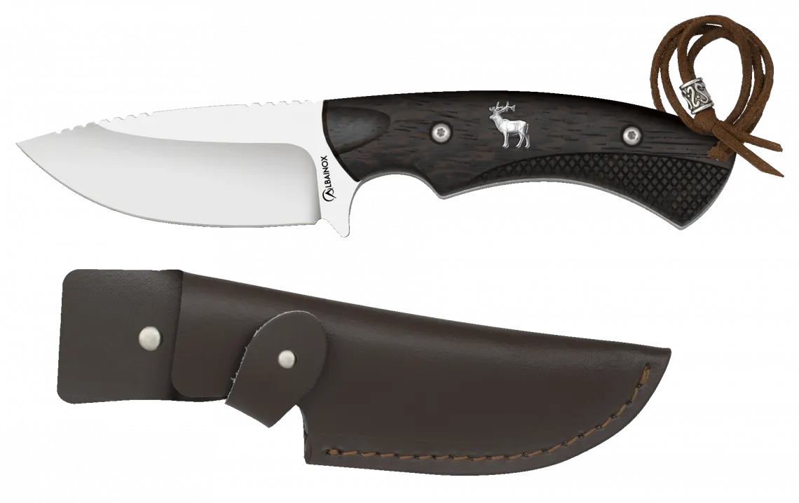 Cuchillo de caza Jabalí con funda de cuero (largo 22,3 cm.)