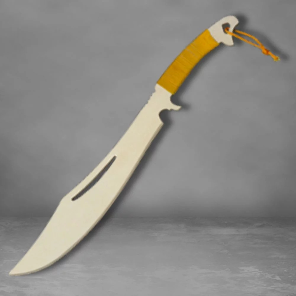 Machete de madera para entrenamiento, cordón amarillo