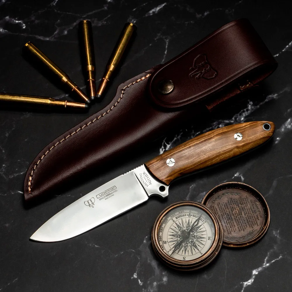 Cuchillo caza Cudeman Suther, mango madera olivo