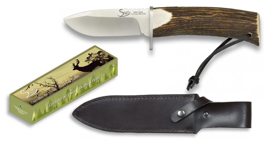 Cuchillo de caza, mango asta ciervo