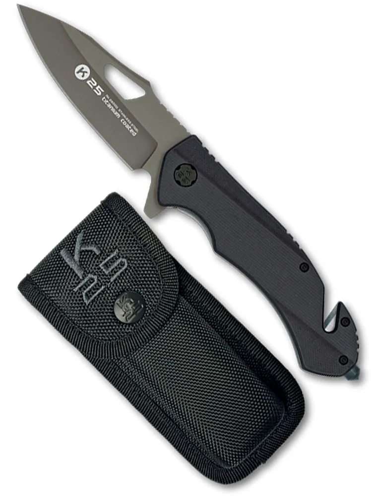 Navaja táctica de rescate K25 mango G10 negro
