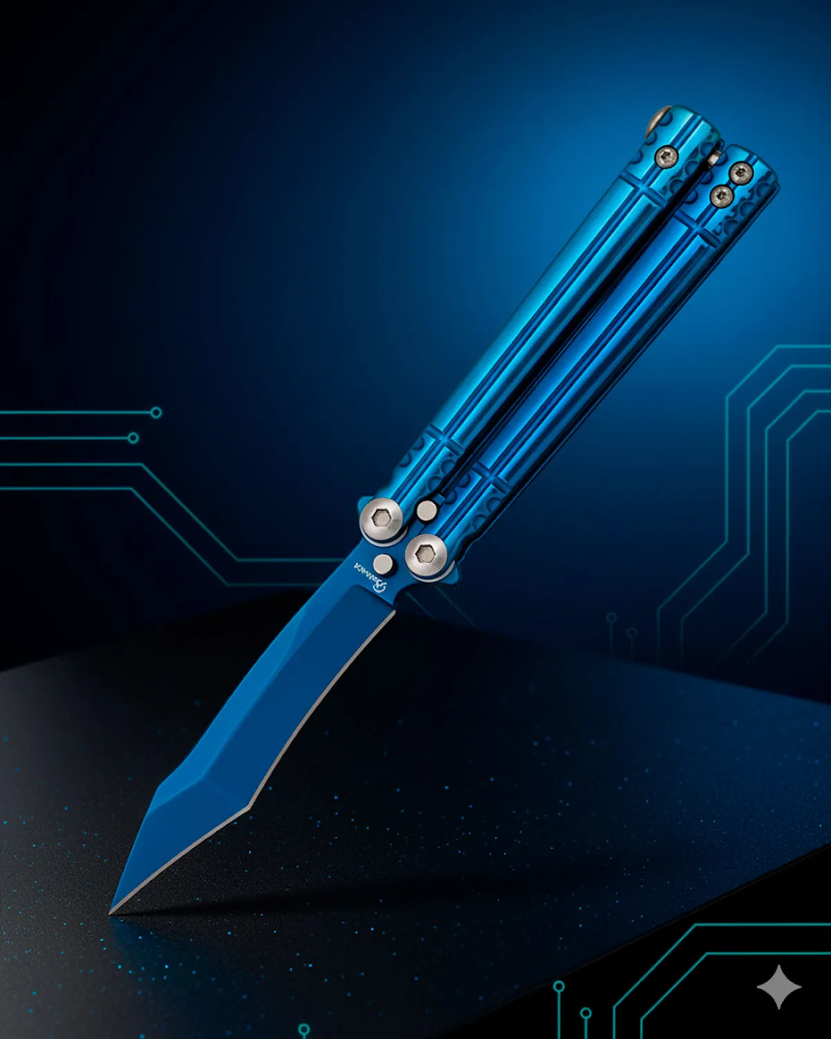 Navaja abanico Albainox titanio azul (16,5 cm.)