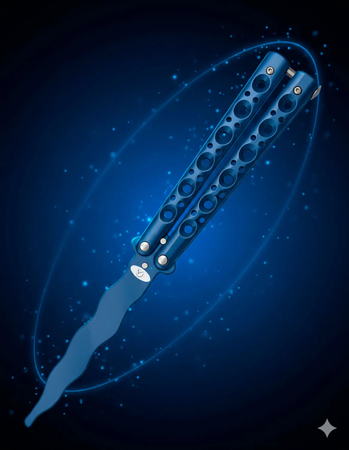 Navaja abanico traning Albainox flamígera azul (22,9 cm.)