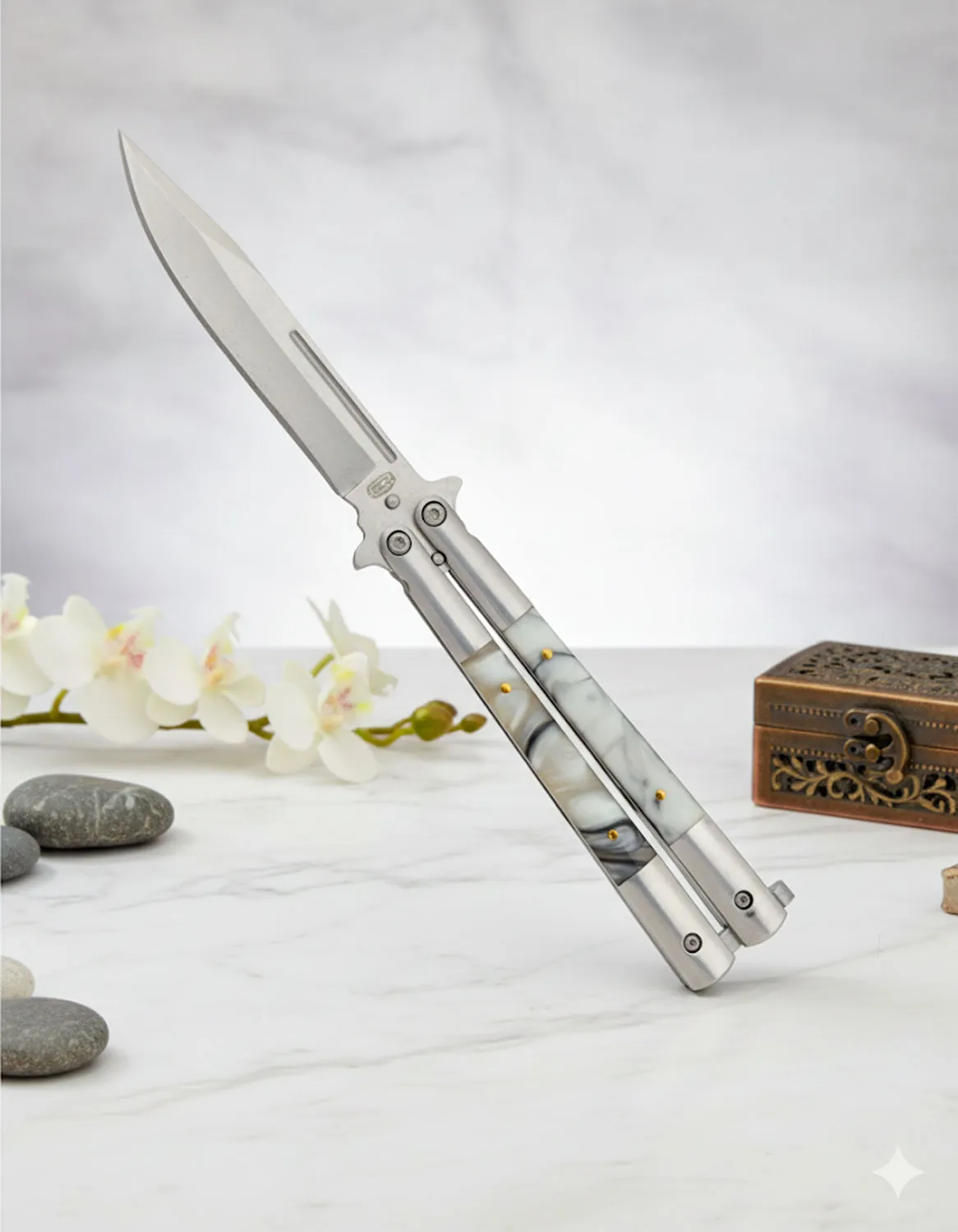 Navaja mariposa SCK empuñadura metal y ABS (22,5 cm.)