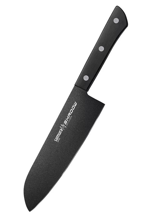 Cuchillo Santoku Samura modelo Shadow, hoja 175 mm.