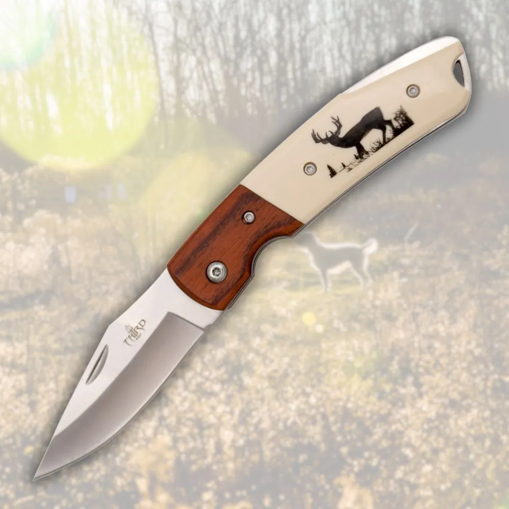 Navaja marca Third mango decorado Ciervo (19,2 cm)