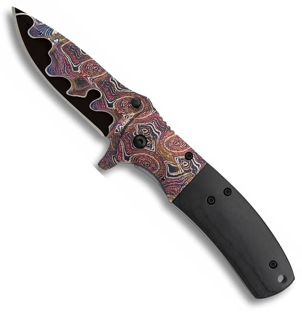 Navaja Albainox diseño 3D damasco rojo (8,50 cm.)