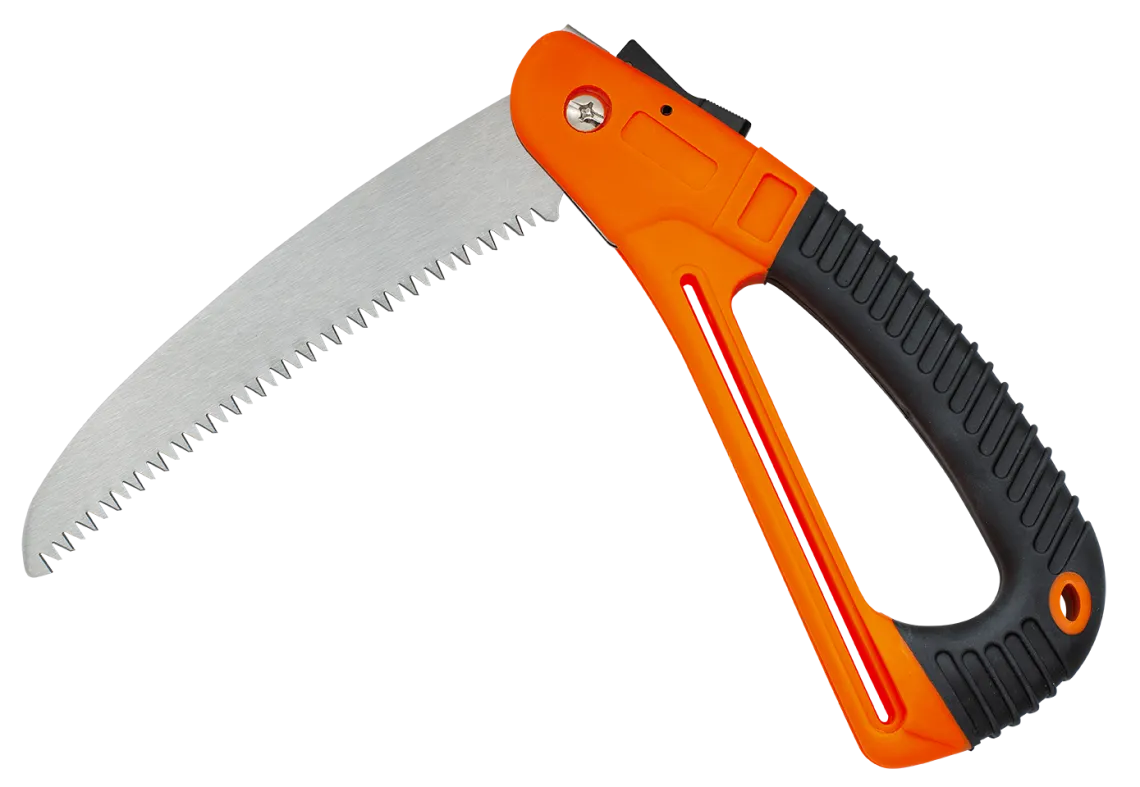 Sierra plegable marca Albainox, mango negro-naranja (39,7 cm.)