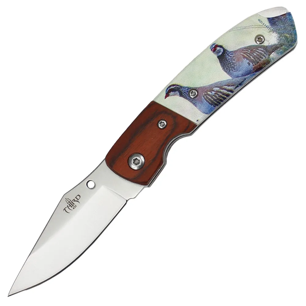 Navaja marca Third mango decorado 3D Perdiz (15,9 cm.)