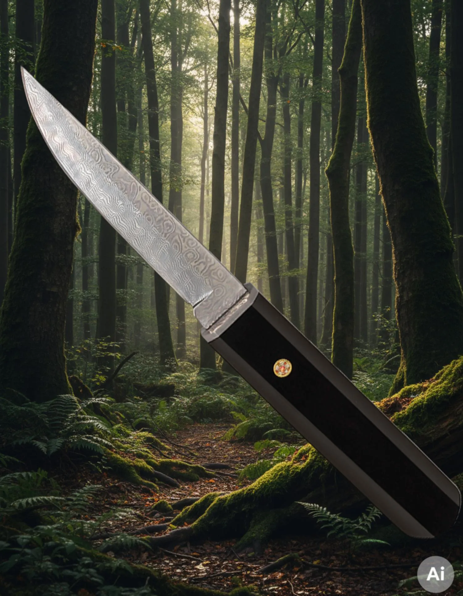 Cuchillo aventura Albainox hoja damasco brillante (21,50 cm.)
