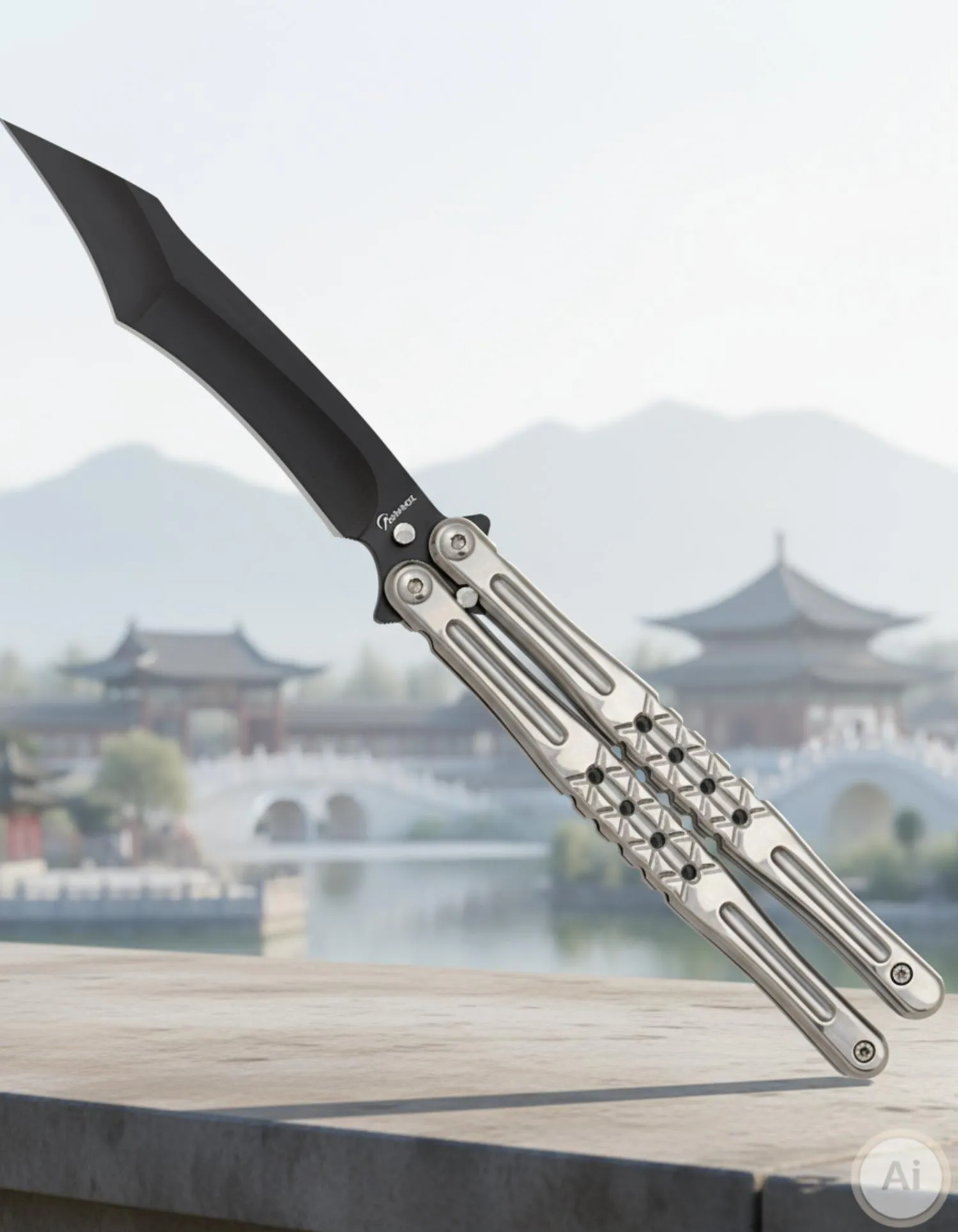 Navaja abanico Albainox mango acabado acero (23,40 cm.)