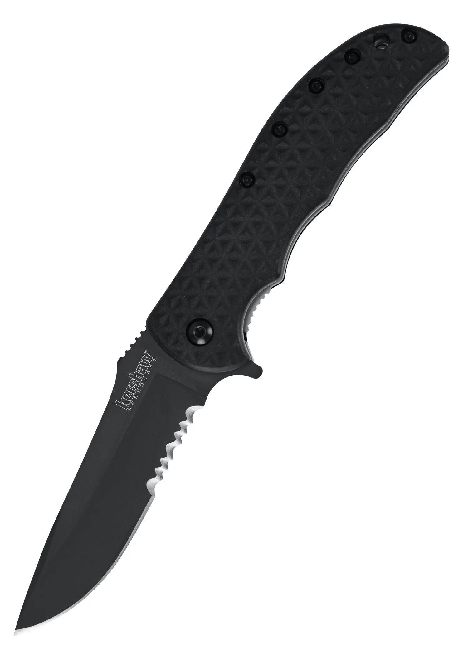 Navaja de bolsillo Kershaw Volt II, negra con sierra