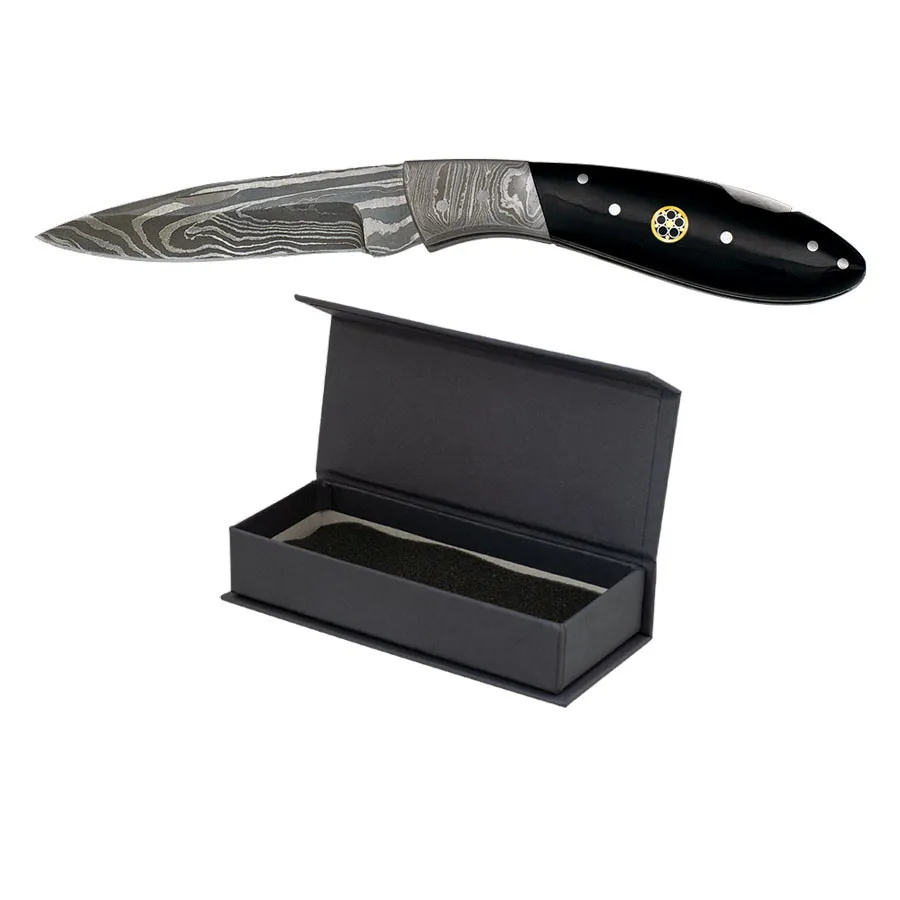 Navaja negra en acero de Damasco, 312 capas