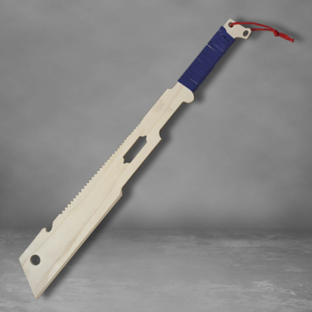 Machete de madera para entrenamiento, cordón azul