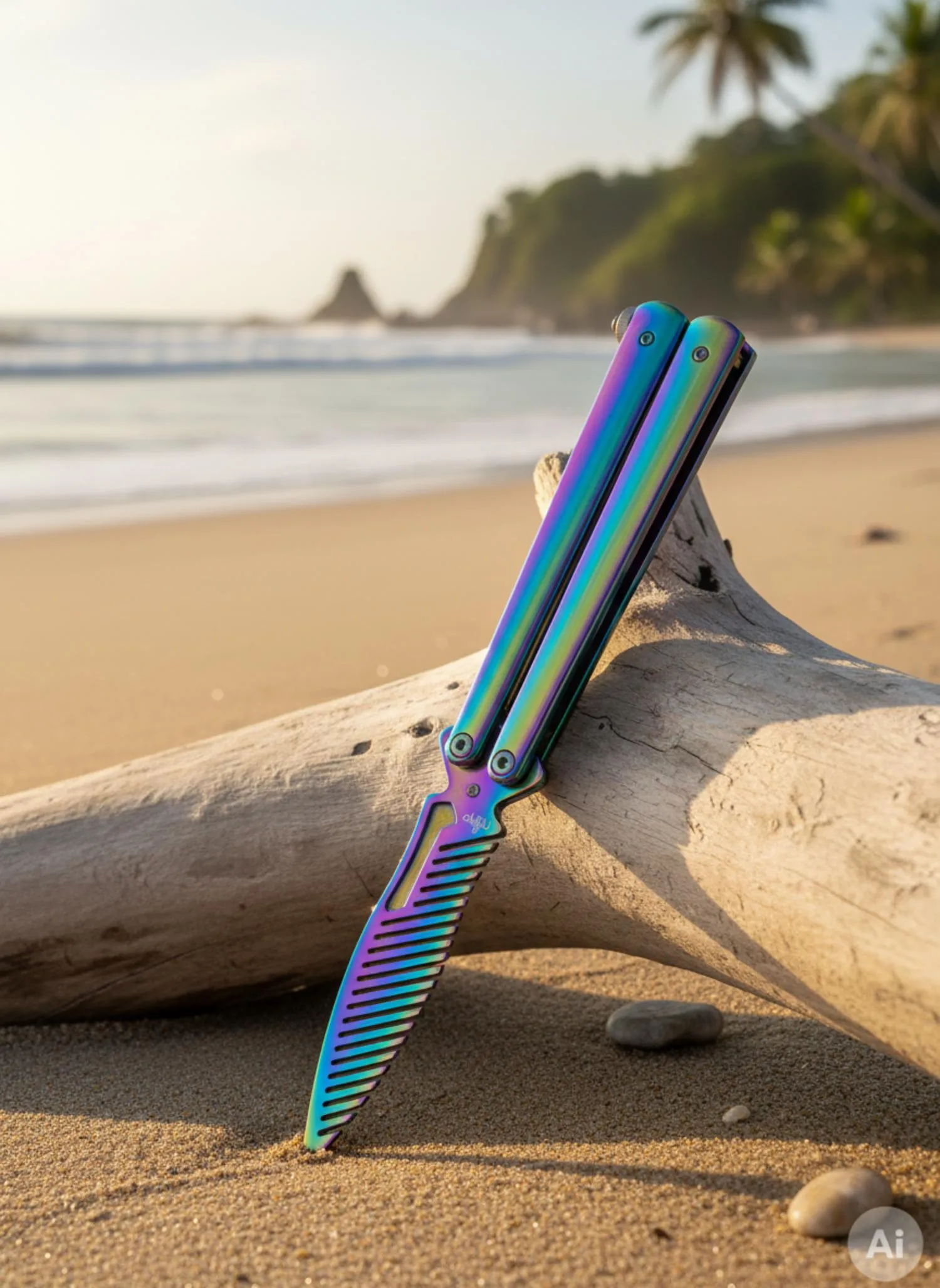 Navaja abanico Third estilo peine rainbow (22,4 cm.)