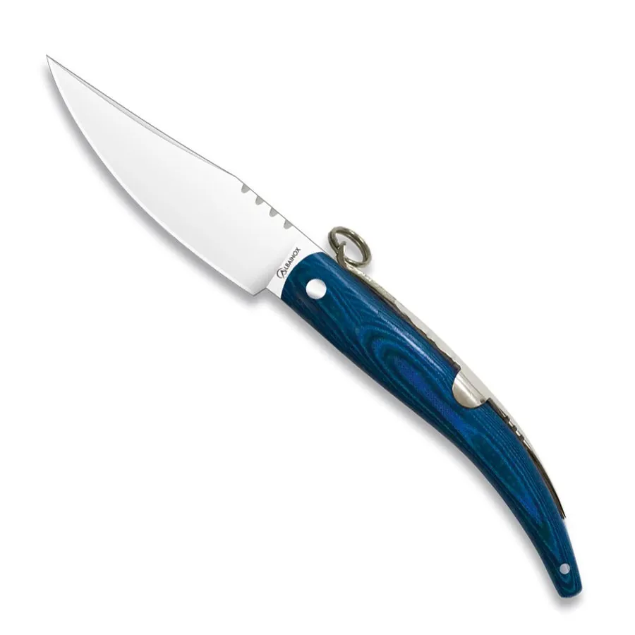 Navaja clásica con anilla, mango stamina azul