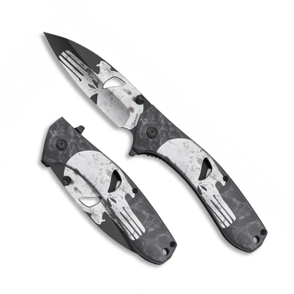 Navaja Albainox 3D calavera punisher, 9 cm.