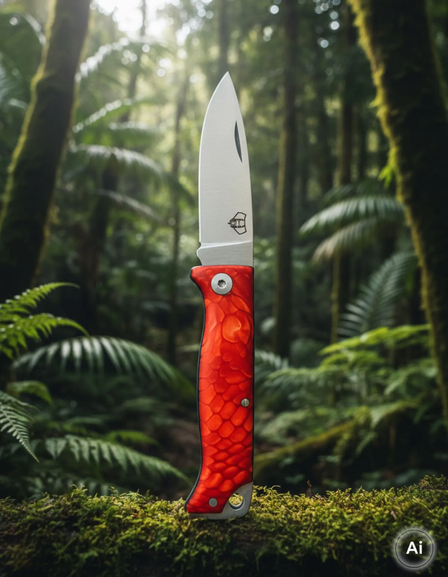 Navaja de caza Cudeman modelo MT-10 roja satinado (con funda)