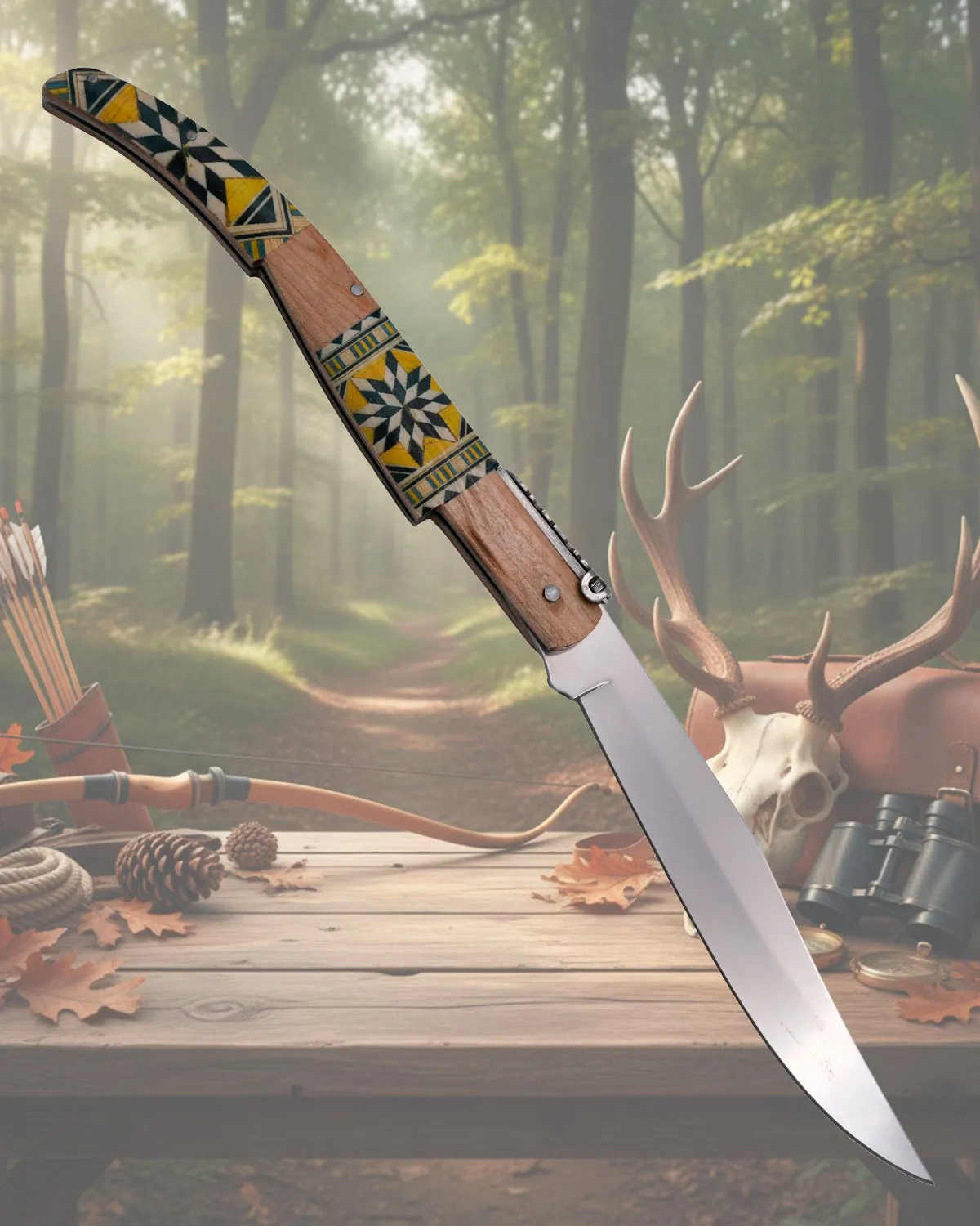 Navaja de carraca Third decorada de la serie Madera Arce (28,5 cm.)