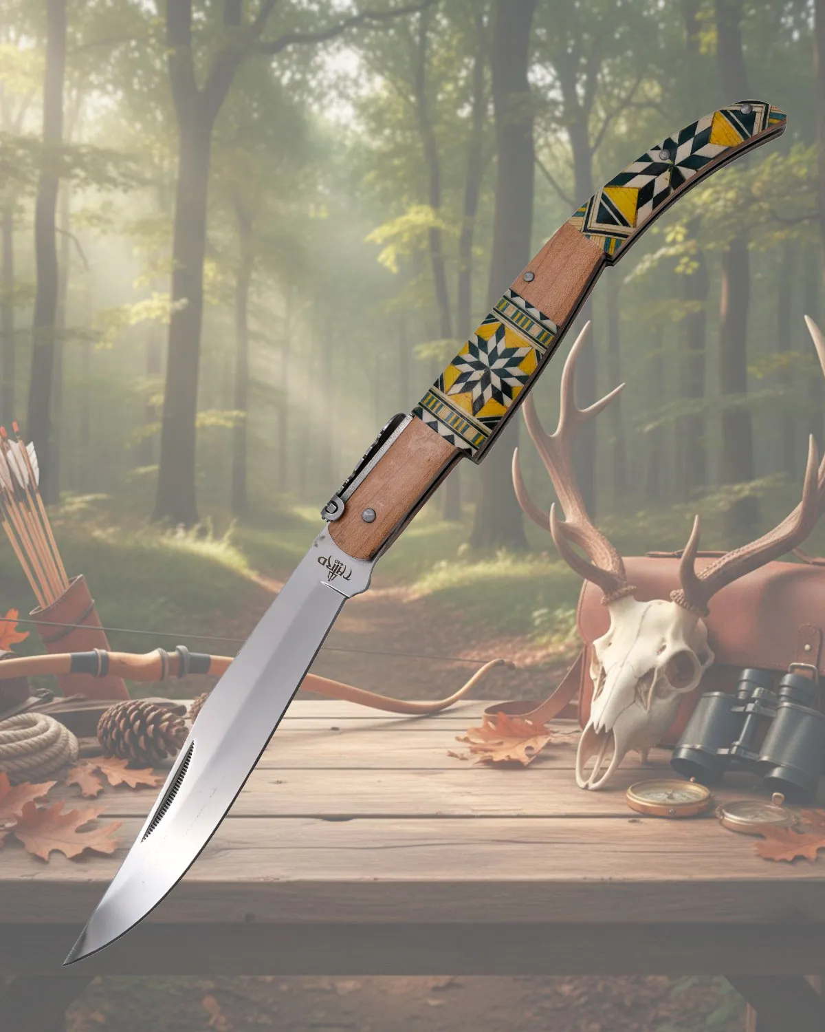 Navaja carraca Third empuñadura taracea serie Mapple Wood