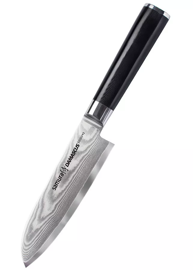 Cuchillo Santoku Samura serie Damasco, hoja 150 mm.