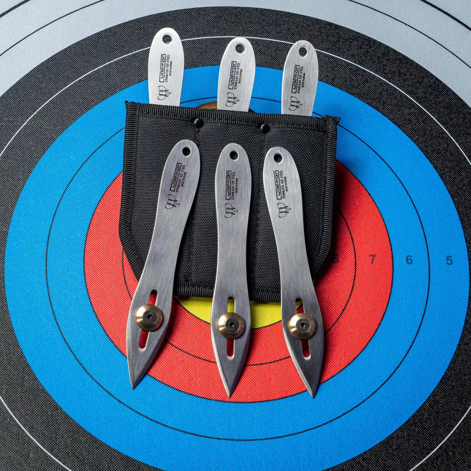 Set 3 Cuchillos lanzadores con 1 contrapeso y funda