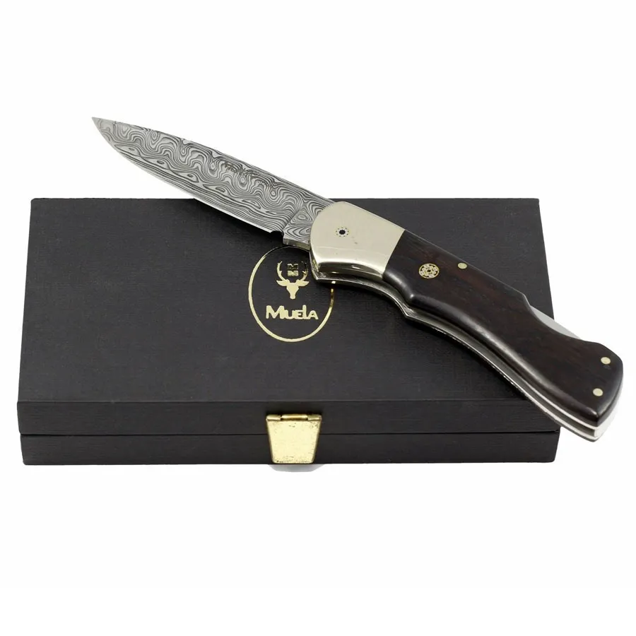 Navaja bloqueo con hoja acero de damasco