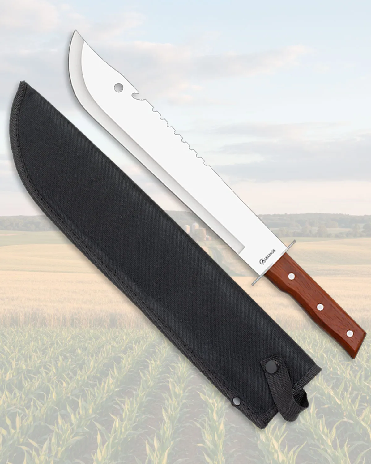 Machete cortacañas Albainox con sierra y funda Nylon