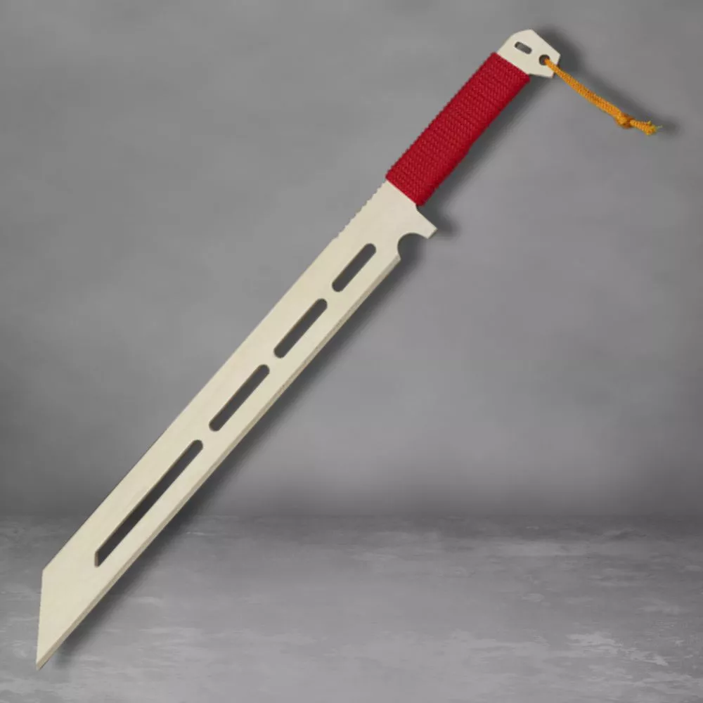 Machete de madera para entrenamiento, cordón rojo