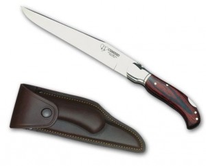 Cuchillo de caza plegable con mango en estamina y hoja de 17 cms.