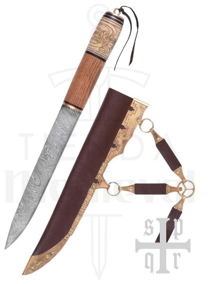 Cuchillo Vikingo Acero de Damasco