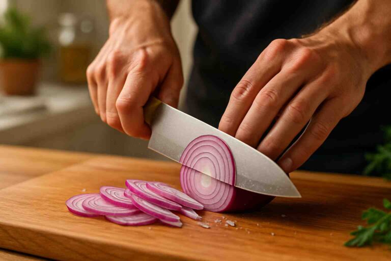 Cuchillo cebollero: guía completa para elegir, afilar y dominar el corte de cebolla