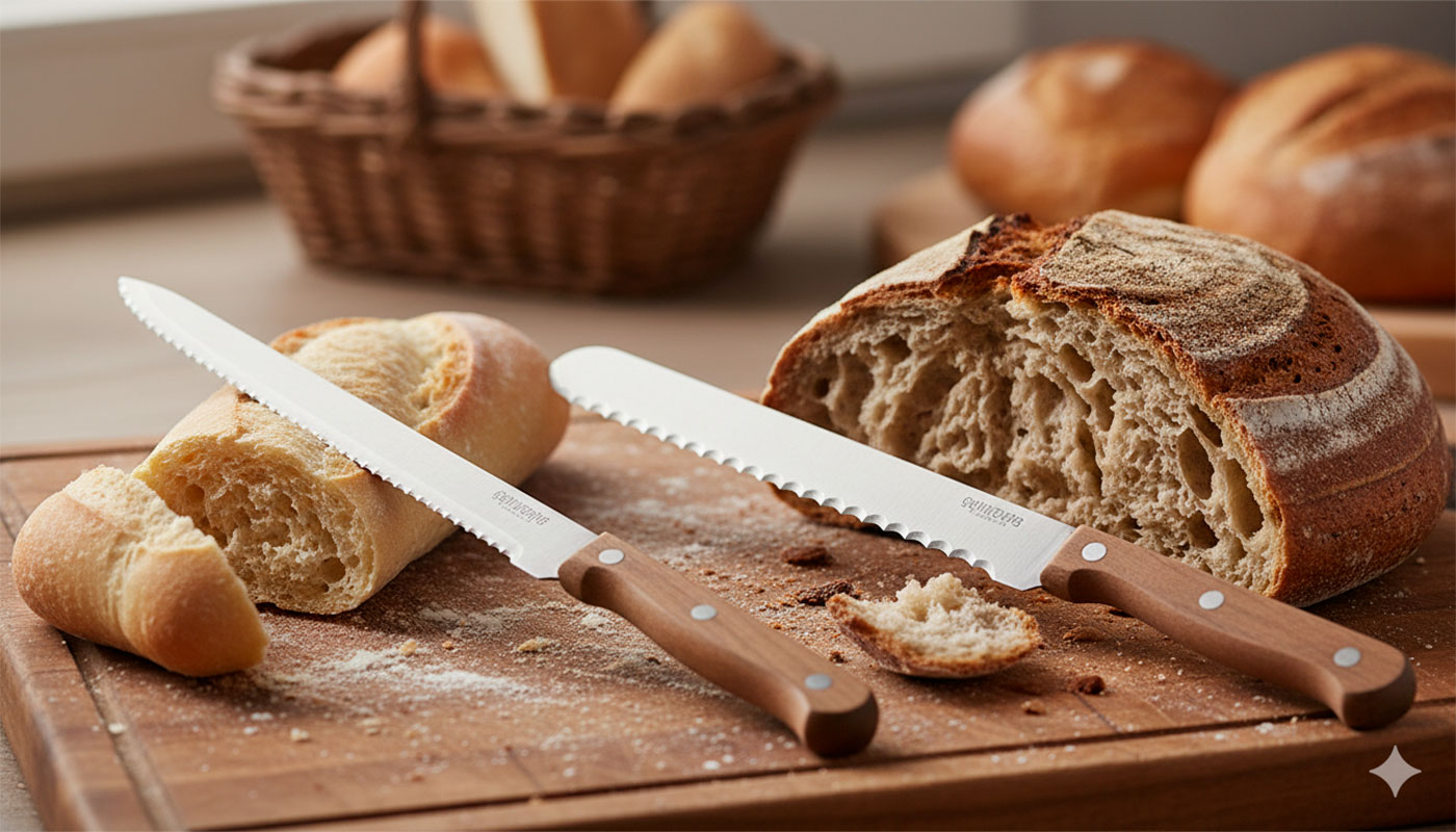 Diferencias entre cuchillo de pan de sierra fina y sierra gruesa